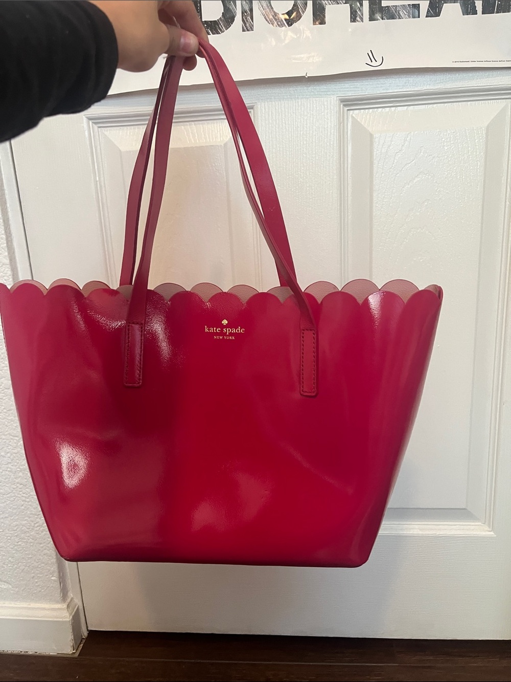 kate spade Hot Pink Scalloped Leather Tote
